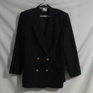 PRIVATE CONCEPTS | ladies 12 | Navy Blazer | Faux Pockets | Dry Clean Only